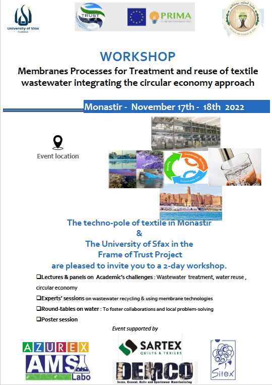 WORKSHOP Membranes Processes for Treatment and reuse of textile wastewater integrating the circular economy approach
